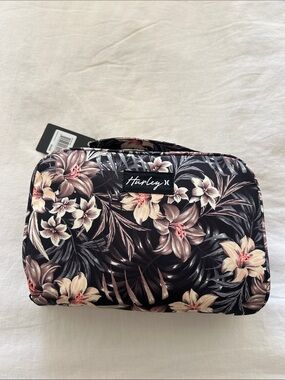 Hurley Black Floral Travel Pouch with Cream & Blush Blooms